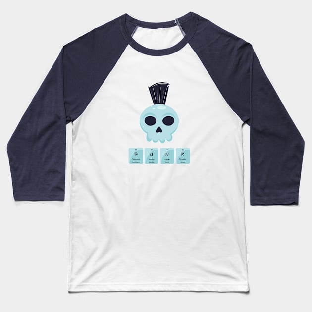 Science Punk Skull Baseball T-Shirt by Fun with Science